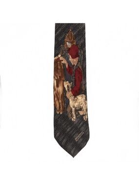 Norman Rockwell The Saturday Evening Post Lady & Dogs Silk Tie Made in Canada